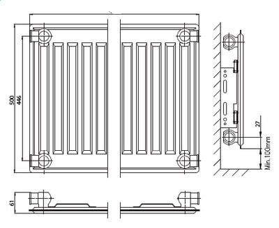 Kermi FKO 10 500х500 панельный радиатор с боковым подключением