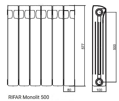 Rifar Monolit 500 12 секций биметаллический секционный радиатор