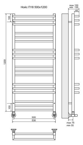 Terminus Нойс П18 500х1200 Водяной полотенцесушитель