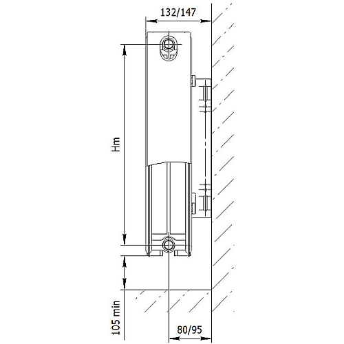 AXIS 22 500x800 Ventil стальной панельный радиатор с нижним подключением