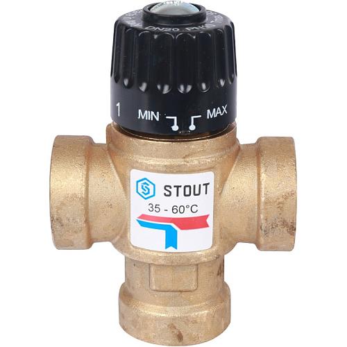 STOUT Термостатический смесительный клапан для систем отопления и ГВС 3/4" ВР 35-60°С KV 1,6