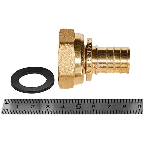 ROMMER Переходник с накидной гайкой 25xG1 для трубы из сшитого полиэтилена осевой