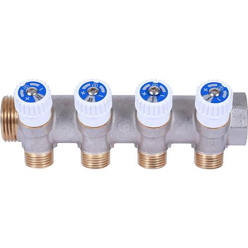 SMB 6852 011204 Stout Коллектор распределительный 1", 4 отвода 1/2"  (плоское уплотнение)