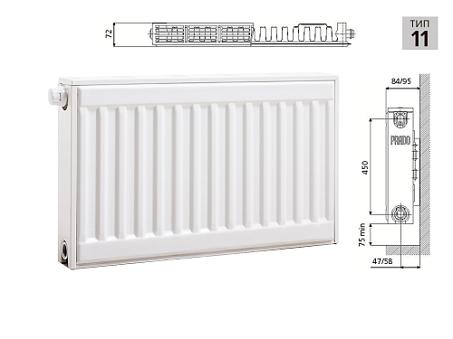 Prado Universal U11 500x600 стальной панельный радиатор с нижним подключением