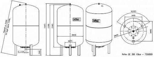 Reflex DE 300 PN10 гидроаккумулятор для систем водоснабжения