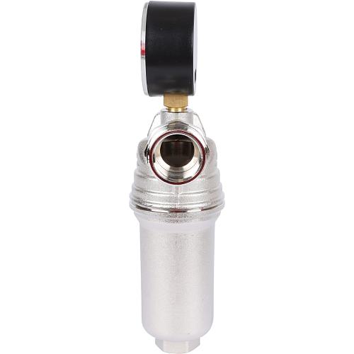 Tiemme  3/4" Фильтр с манометром со сгонами, с латунной колбой, самопромывной