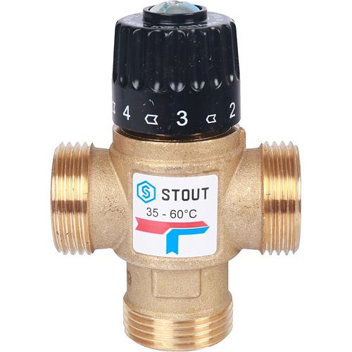 STOUT Термостатический смесительный клапан для ситем отопления и ГВС 1" НР 35-60°С KV 2,5