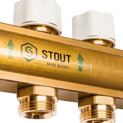 SMB 0468 000008 STOUT Распределительный коллектор из латуни без расходомеров 8 вых.