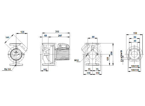 Grundfos 200 UPS 40/60/2 F /220V Циркуляционный насос
