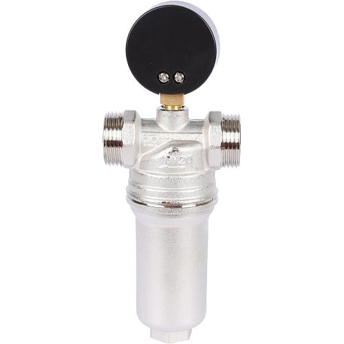 Tiemme  3/4" Фильтр с манометром со сгонами, с латунной колбой, самопромывной