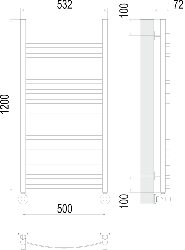 Terminus Авиэль П14 500х1200 Водяной полотенцесушитель