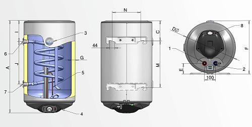 ELDOM THERMO Настенный комбинированный водонагреватель с одним теплообменником, 80 л., арт.  WV08046TRG 